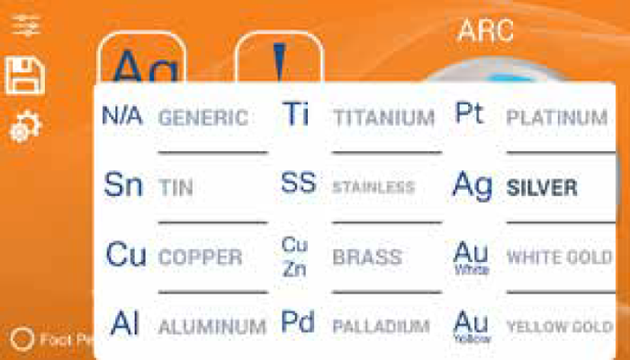 100cのディスプレイ画面 ワークピースを選択